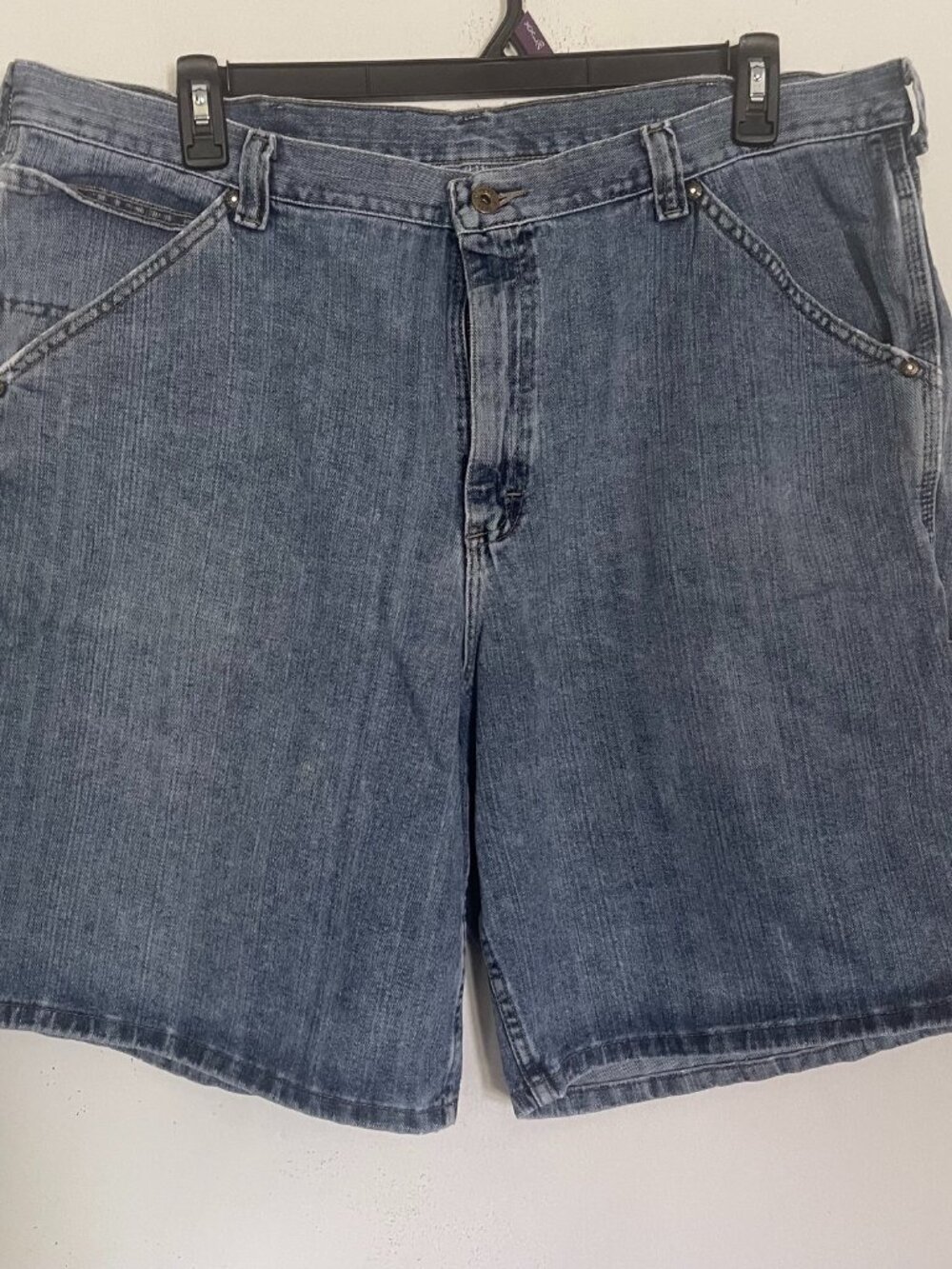 Vintage Lee Dungarees Mens 40 Light Wash Denim Carpenter Shorts Blue X